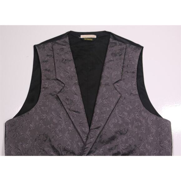 Carrot & Gibbs Silver Gray Paisley Silk Formal Wedding Prom Vest XL - Picture 2 of 5